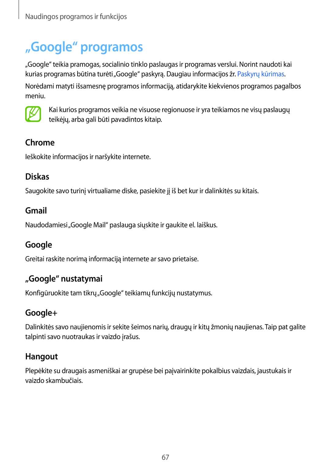 Samsung SM-G530FZDASEB, SM-G530FZWASEB, SM-G530FZAASEB manual „Google programos 