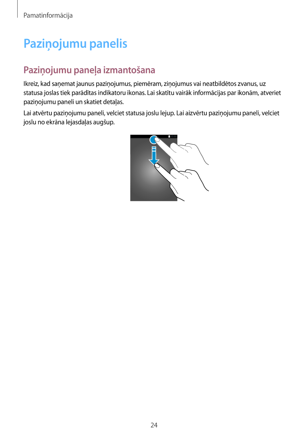 Samsung SM-G530FZWASEB, SM-G530FZDASEB, SM-G530FZAASEB manual Paziņojumu panelis, Paziņojumu paneļa izmantošana 