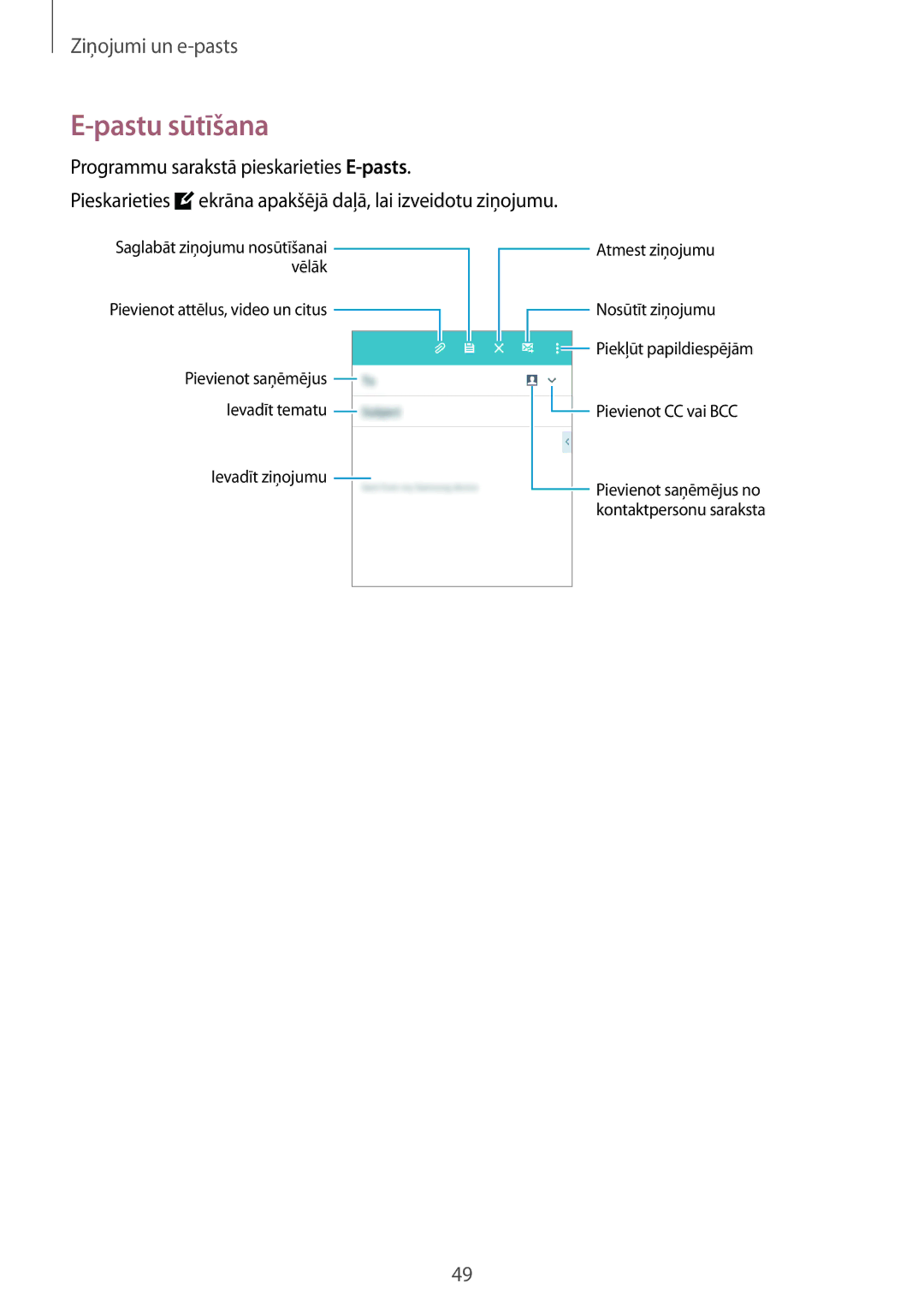 Samsung SM-G530FZDASEB, SM-G530FZWASEB, SM-G530FZAASEB manual Pastu sūtīšana 