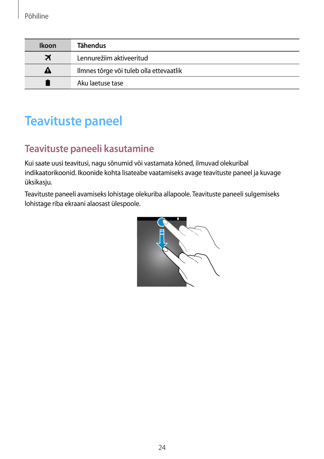 Samsung SM-G530FZWASEB, SM-G530FZDASEB, SM-G530FZAASEB manual Teavituste paneeli kasutamine 