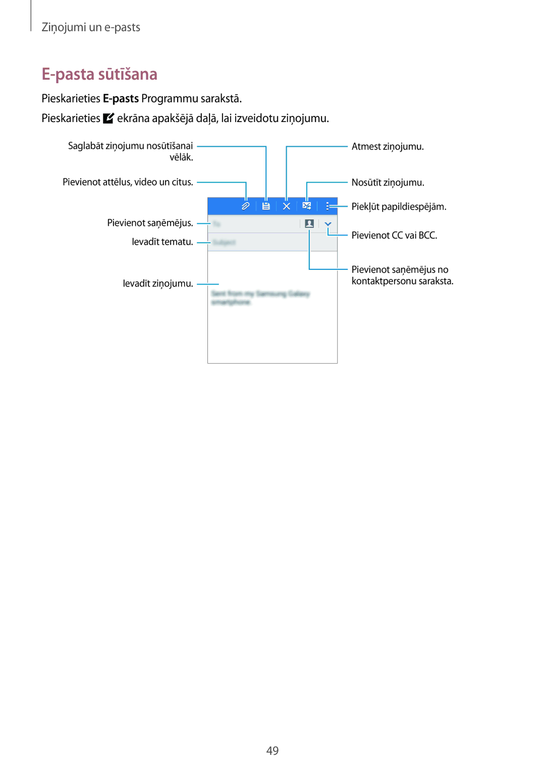 Samsung SM-G530FZDASEB, SM-G530FZWASEB, SM-G530FZAASEB manual Pasta sūtīšana 