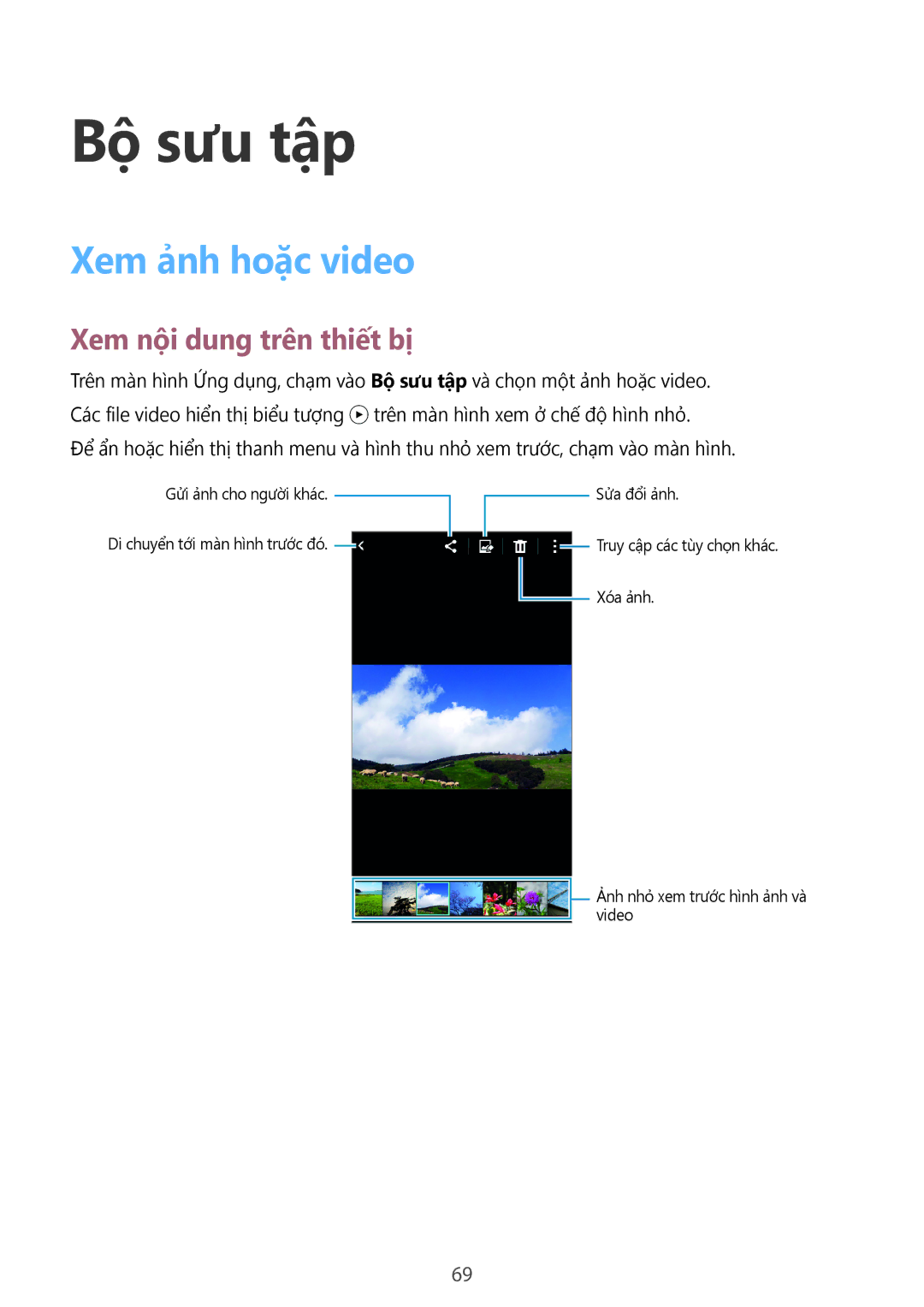 Samsung SM-G530HZWDXXV, SM-G530HZADXXV, CG-G530HZABHTM manual Bộ sưu tập, Xem ảnh hoặc video, Xem nội dung trên thiết bị 