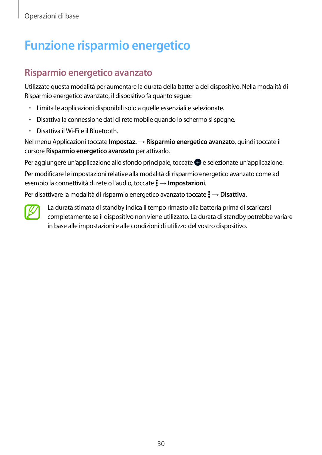 Samsung SM-G531FZAAIDE, SM-G531FZAAPLS, SM-G531FZAATUR manual Funzione risparmio energetico, Risparmio energetico avanzato 