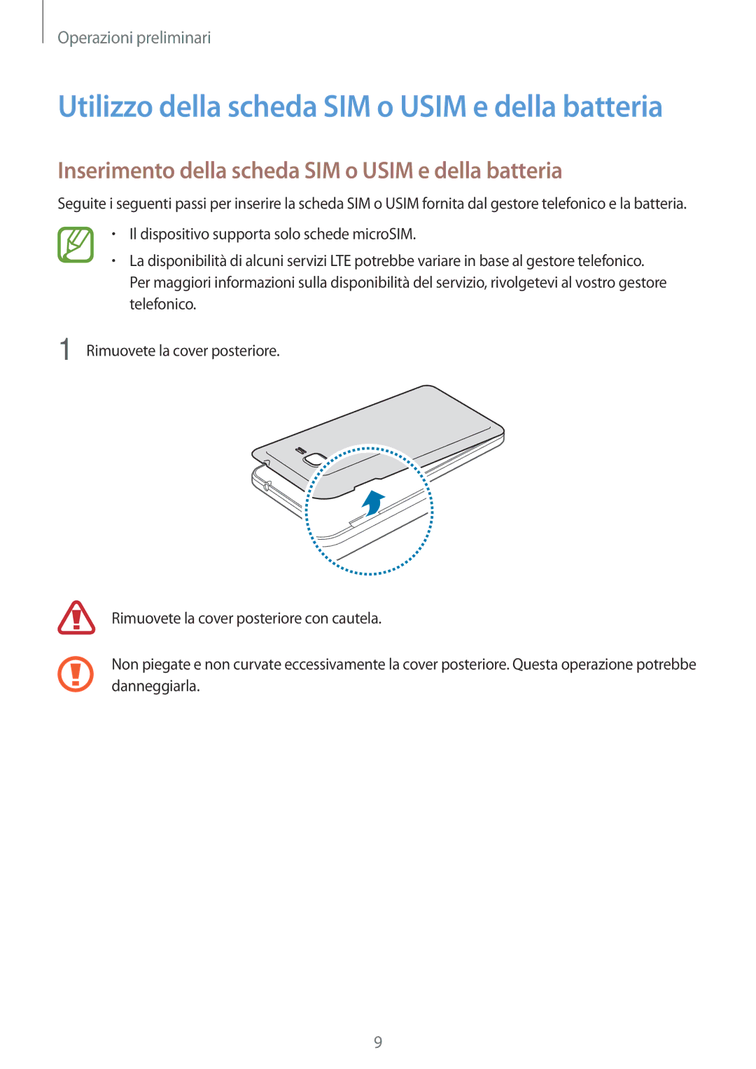 Samsung SM-G531FZWAPLS, SM-G531FZAAPLS, SM-G531FZAATUR, SM-G531FZAADPL Utilizzo della scheda SIM o Usim e della batteria 