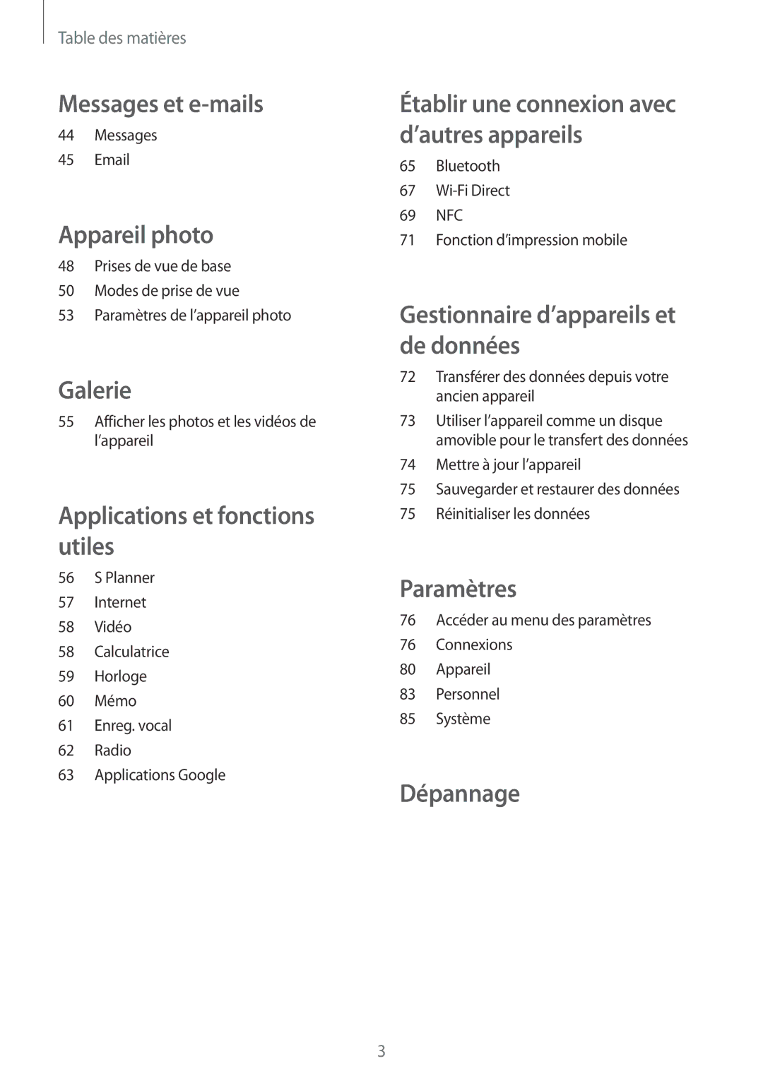 Samsung SM-G531FZDAXEF, SM-G531FZWAXEF, SM-G531FZAAXEF manual Messages et e-mails 