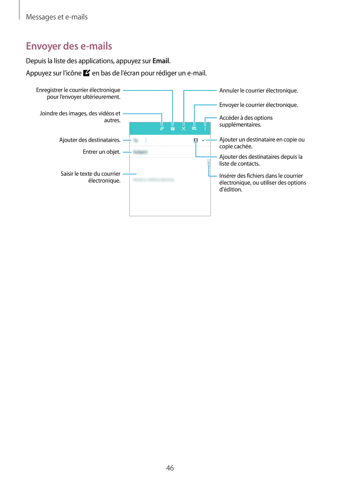 Samsung SM-G531FZWAXEF, SM-G531FZDAXEF, SM-G531FZAAXEF manual Envoyer des e-mails 