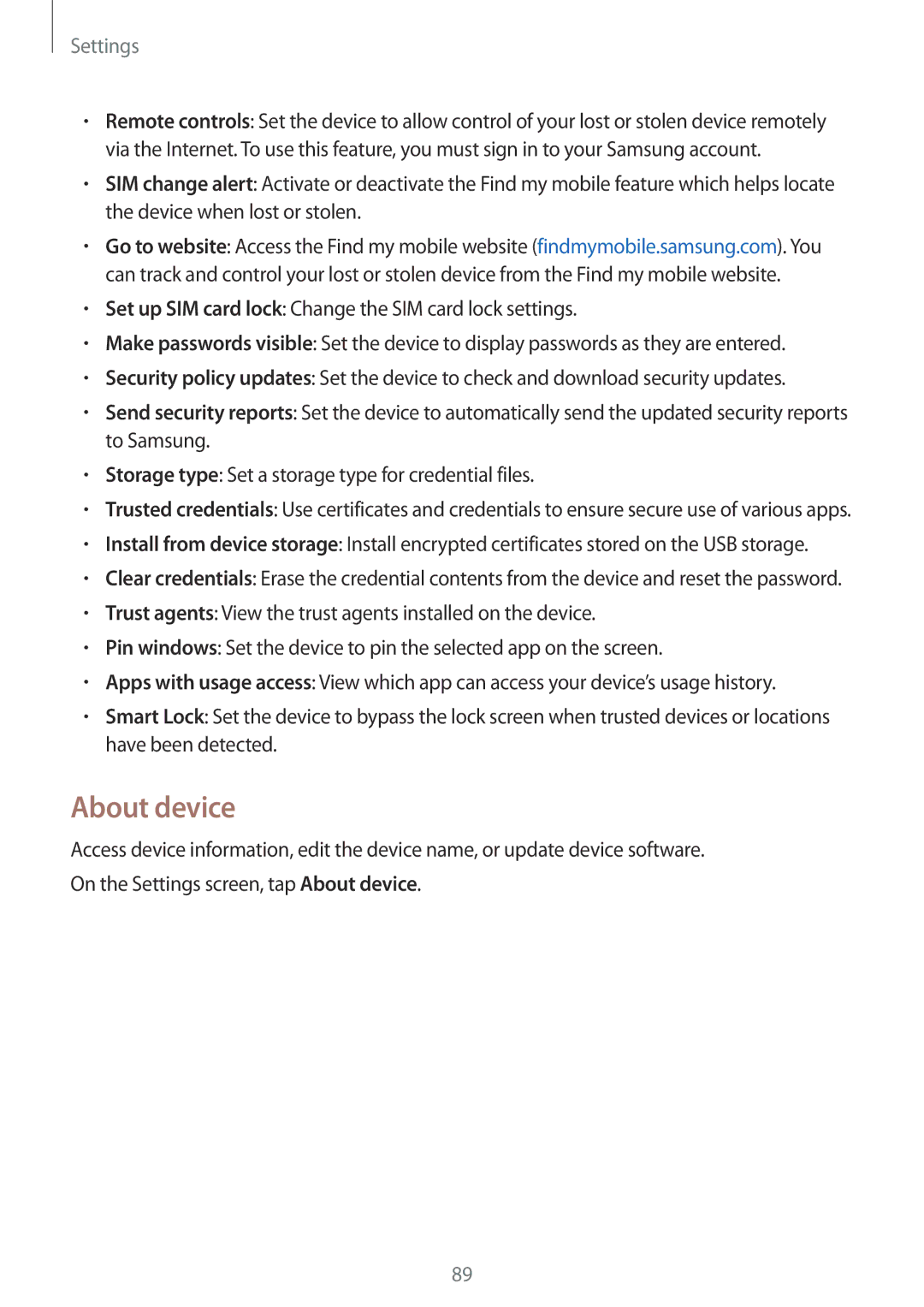 Samsung SM-G531FZAAORX, SM-G531FZWAMEO, SM-G531FZWACOS, SM-G531FZAATCL, SM-G531FZAAPLS, SM-G531FZWATPH manual About device 