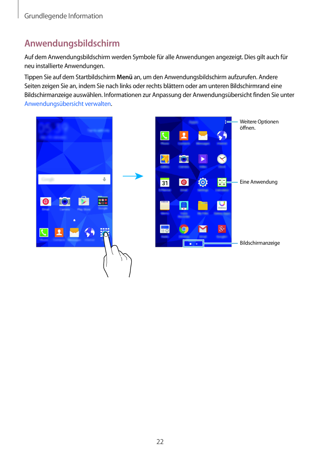 Samsung SM-G531FZWAPRT, SM-G531FZWAMEO, SM-G531FZWACOS, SM-G531FZAATCL, SM-G531FZAAPLS, SM-G531FZWATPH Anwendungsbildschirm 