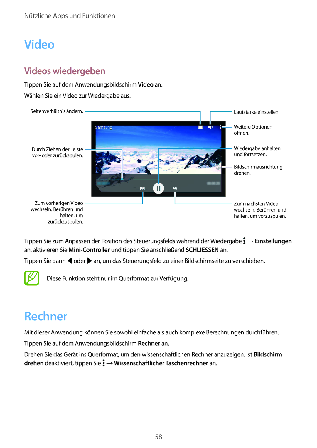 Samsung SM-G531FZDASFR, SM-G531FZWAMEO, SM-G531FZWACOS, SM-G531FZAATCL, SM-G531FZAAPLS manual Rechner, Videos wiedergeben 