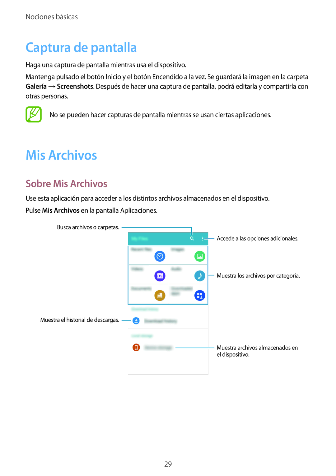 Samsung SM-G531FZDAPHE, SM-G531FZWAPHE manual Captura de pantalla, Sobre Mis Archivos 