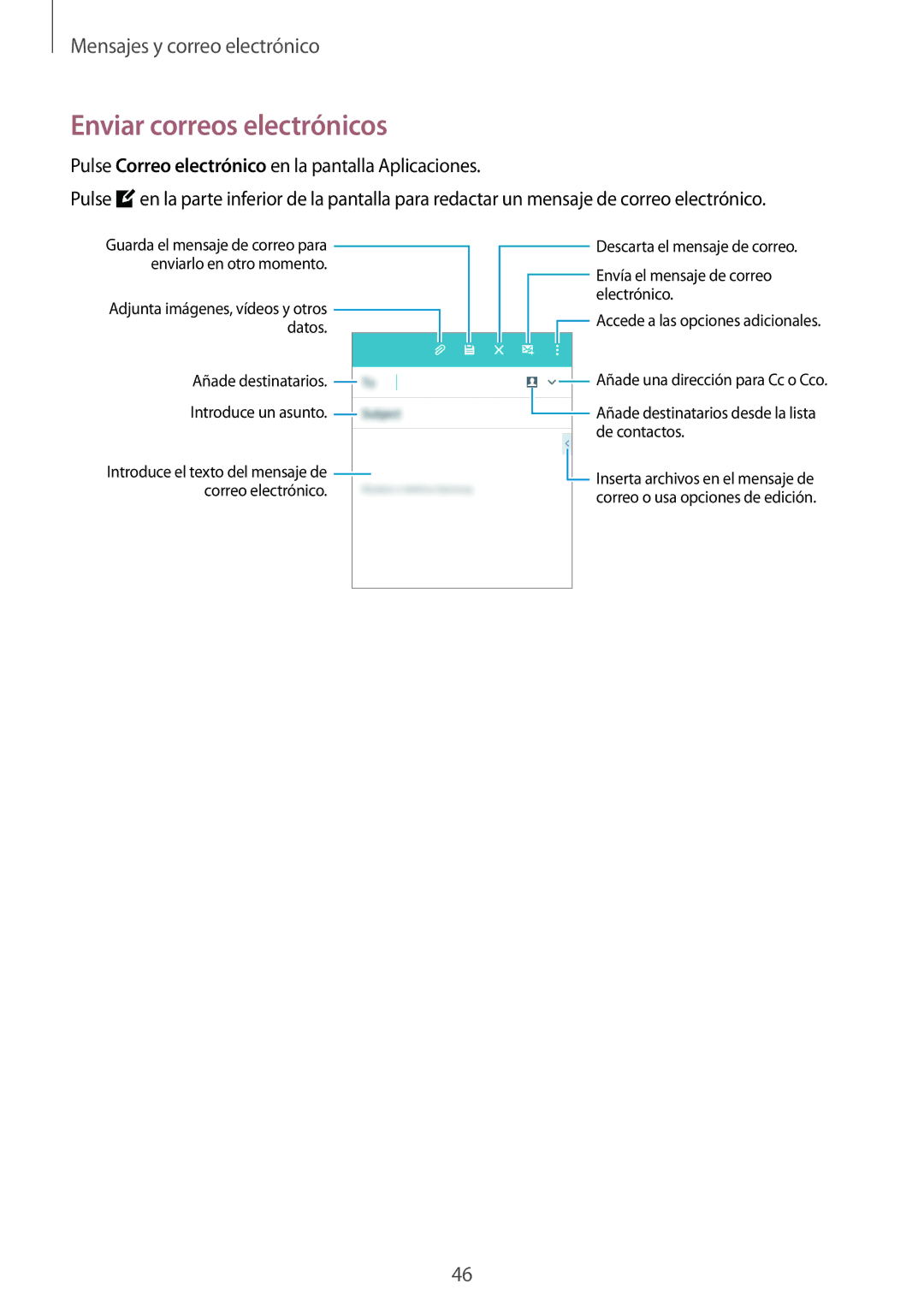 Samsung SM-G531FZWAPHE, SM-G531FZDAPHE manual Enviar correos electrónicos 