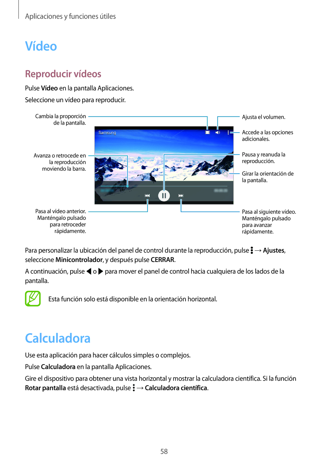 Samsung SM-G531FZWAPHE, SM-G531FZDAPHE manual Vídeo, Calculadora, Reproducir vídeos 