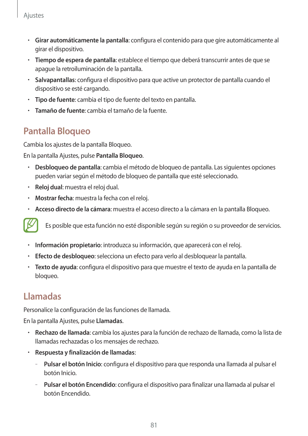 Samsung SM-G531FZDAPHE, SM-G531FZWAPHE manual Pantalla Bloqueo, Llamadas, Respuesta y finalización de llamadas 