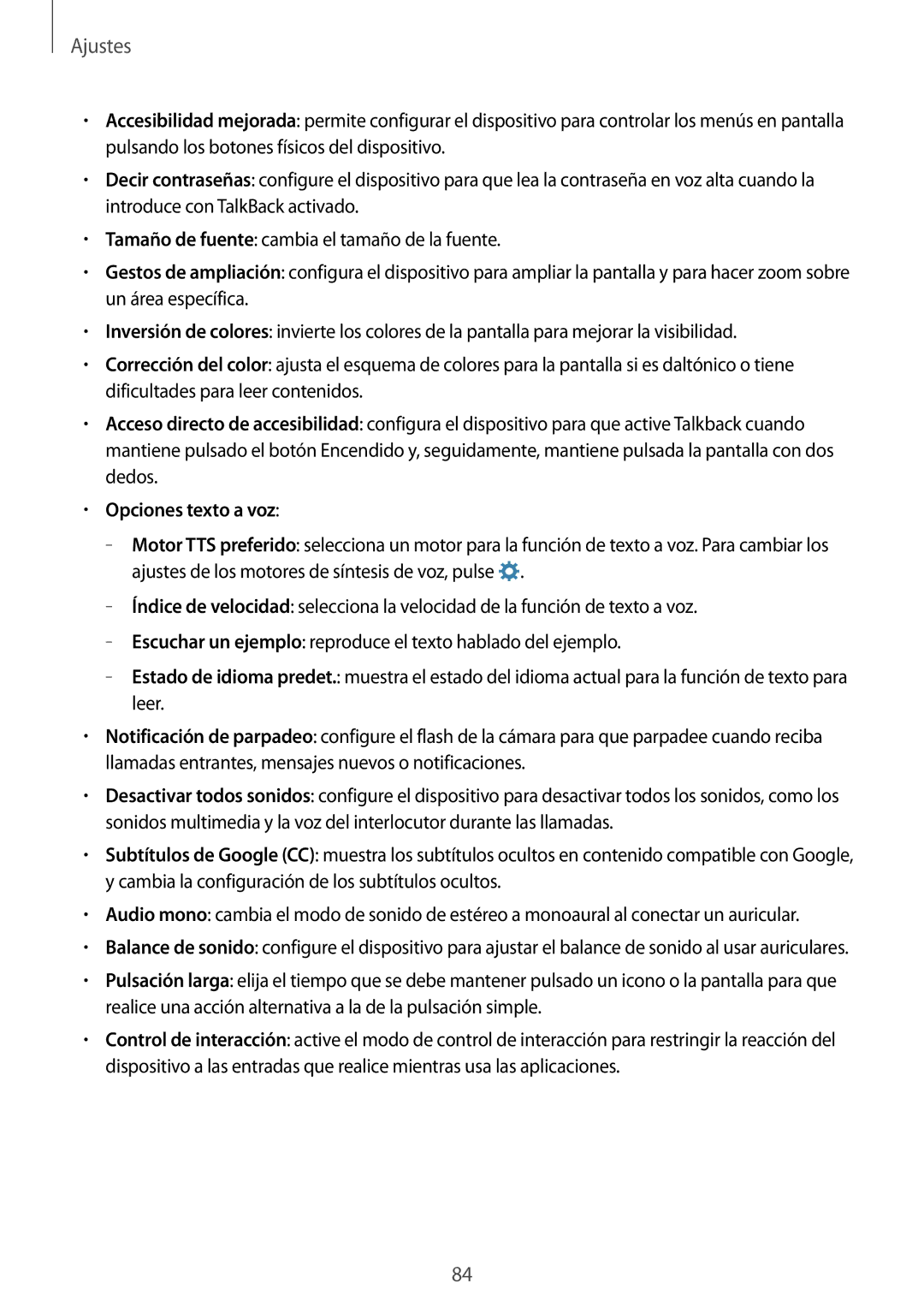 Samsung SM-G531FZWAPHE, SM-G531FZDAPHE manual Opciones texto a voz 