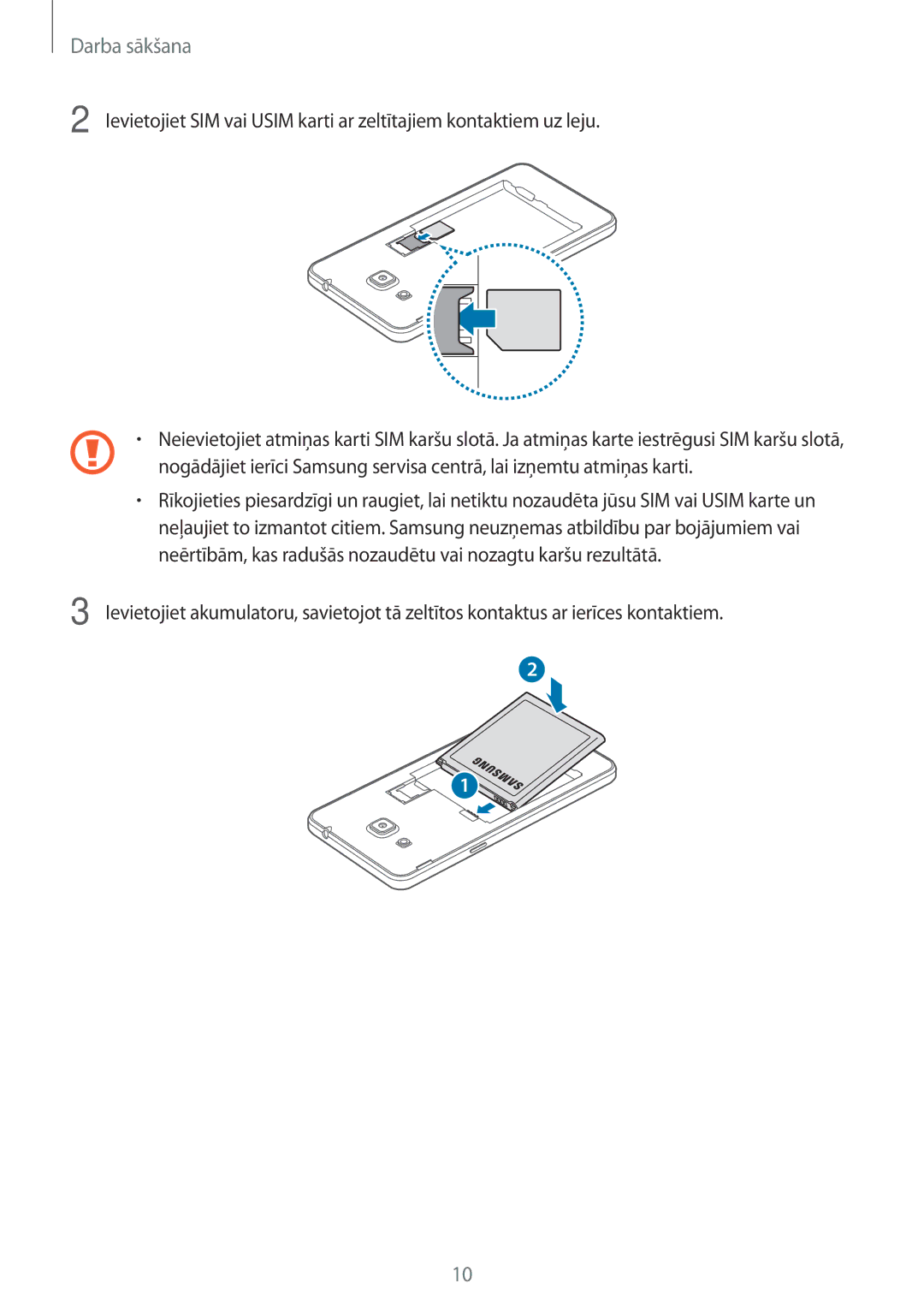 Samsung SM-G531FZAASEB, SM-G531FZWASEB, SM-G531FZDASEB manual Darba sākšana 