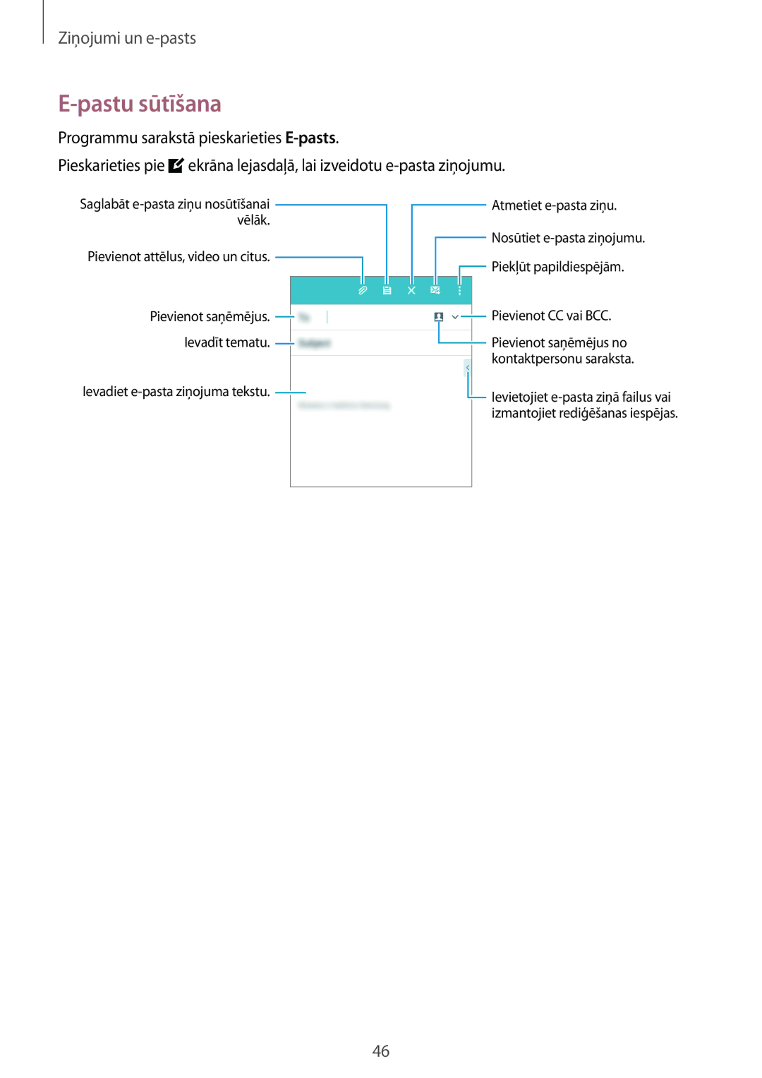 Samsung SM-G531FZAASEB, SM-G531FZWASEB, SM-G531FZDASEB manual Pastu sūtīšana 