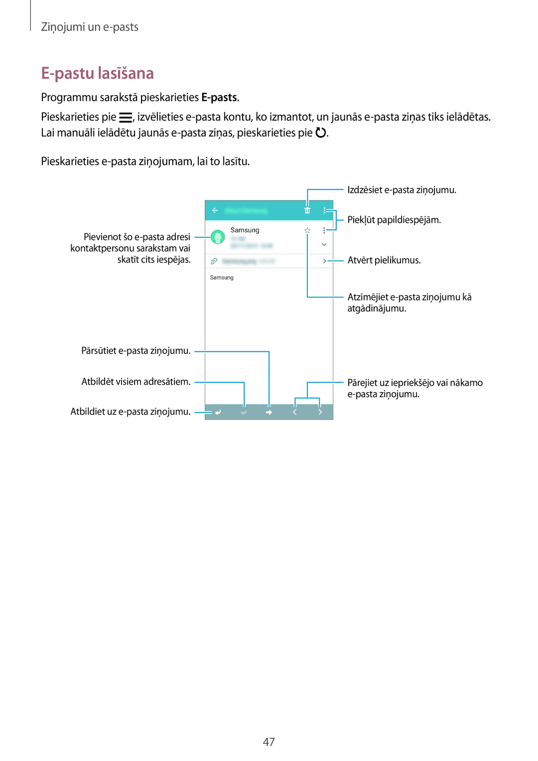 Samsung SM-G531FZDASEB, SM-G531FZWASEB, SM-G531FZAASEB manual Pastu lasīšana 