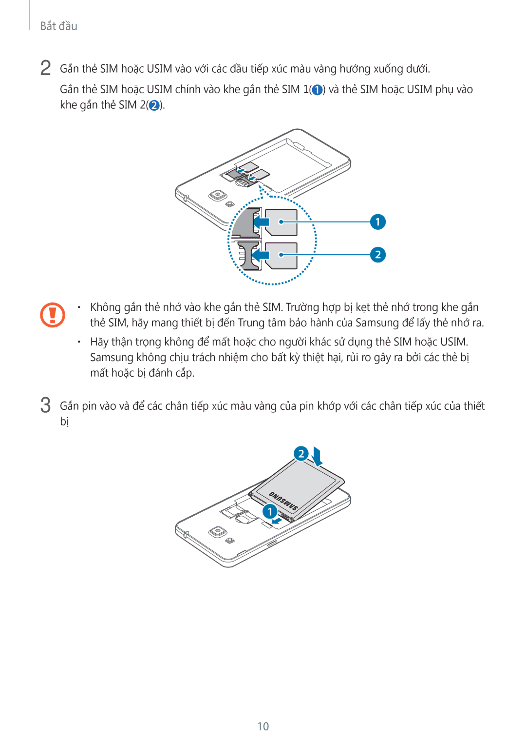 Samsung SM-G531HZADXXV manual Bắt đầu 