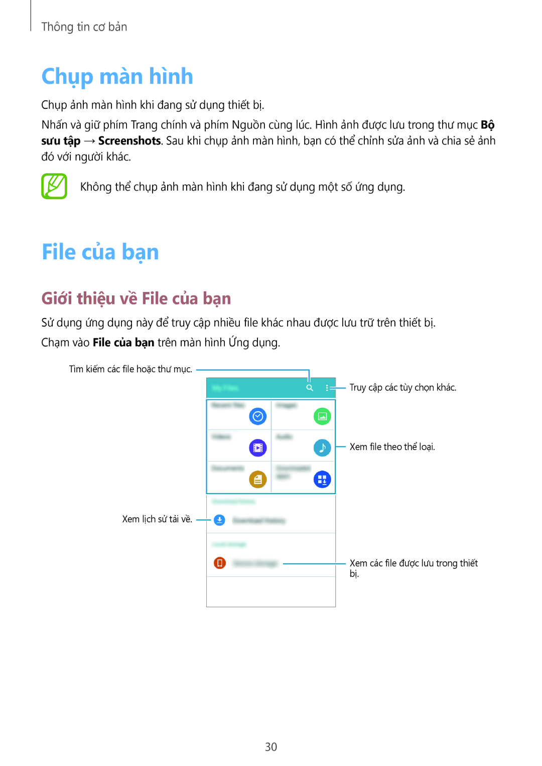 Samsung SM-G531HZADXXV manual Chụp màn hình, Giới thiệu về File của bạn 