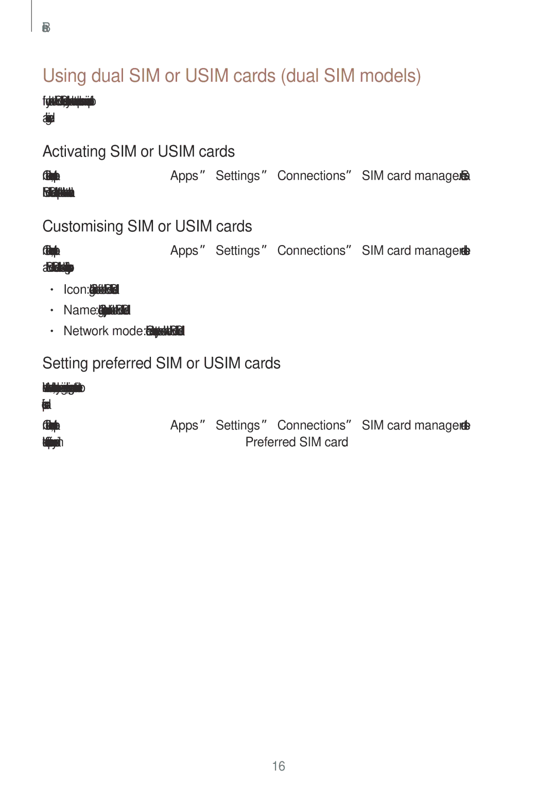 Samsung SM-G532FZKDSER, SM-G532FZIDKSA manual Using dual SIM or Usim cards dual SIM models, Activating SIM or Usim cards 