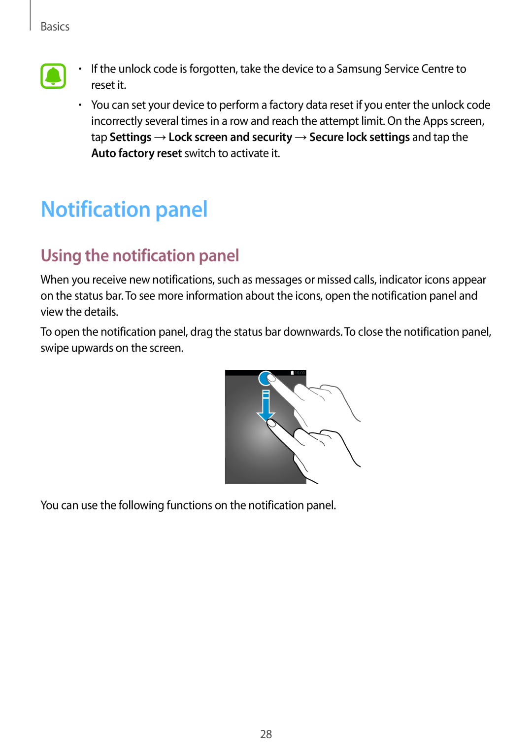 Samsung SM-G532FZDDKSA, SM-G532FZIDKSA, SM-G532FZSDKSA, SM-G532FZKDKSA manual Notification panel, Using the notification panel 