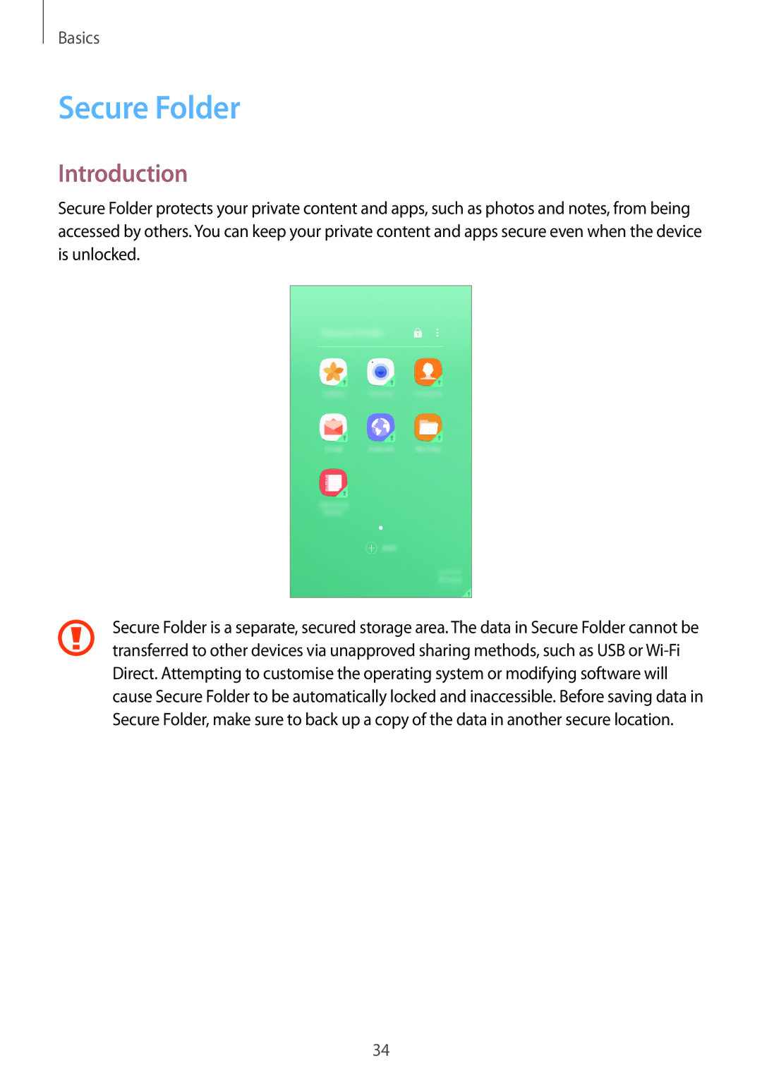 Samsung SM-G532FZKDSER, SM-G532FZIDKSA, SM-G532FZDDKSA, SM-G532FZSDKSA, SM-G532FZKDKSA manual Secure Folder, Introduction 