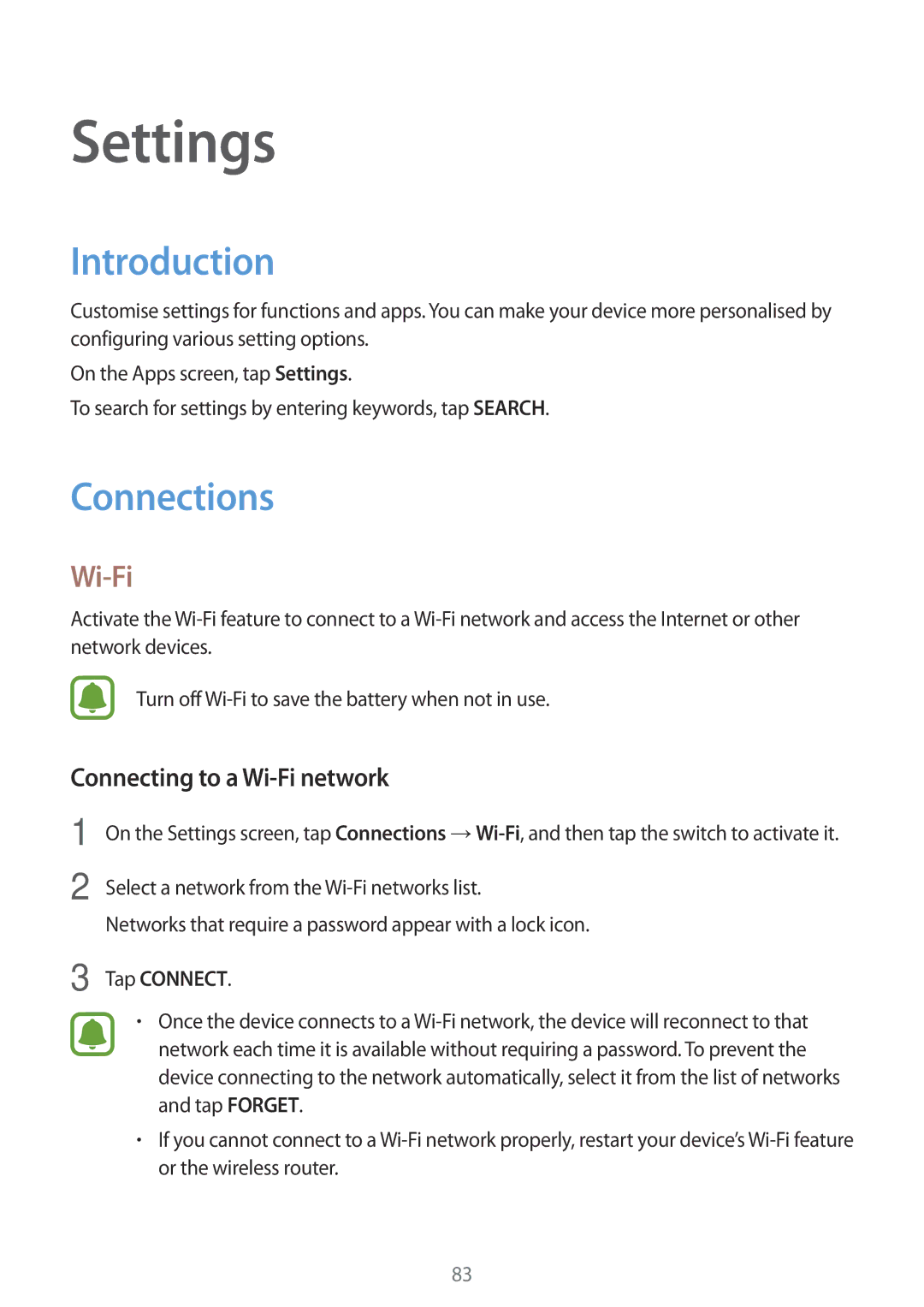 Samsung SM-G532FZSDKSA, SM-G532FZIDKSA manual Introduction, Connections, Connecting to a Wi-Fi network, Tap Connect 