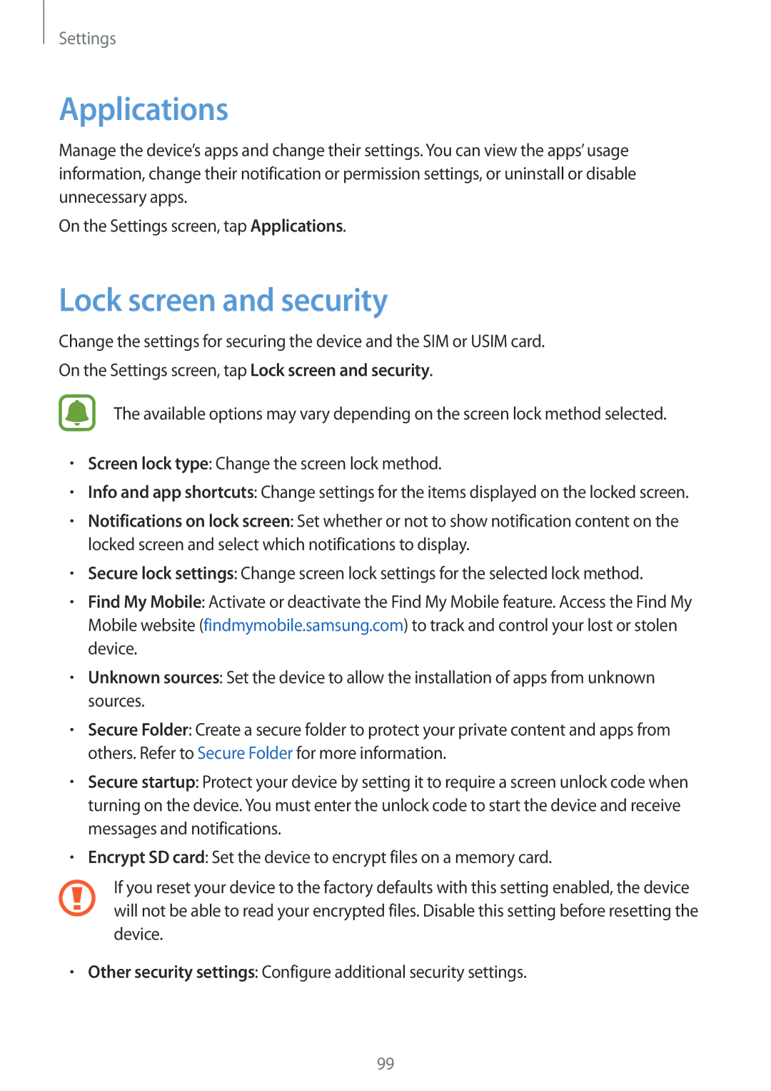 Samsung SM-G532FZIDKSA, SM-G532FZDDKSA, SM-G532FZSDKSA, SM-G532FZKDKSA, SM-G532GZDDXXV Applications, Lock screen and security 