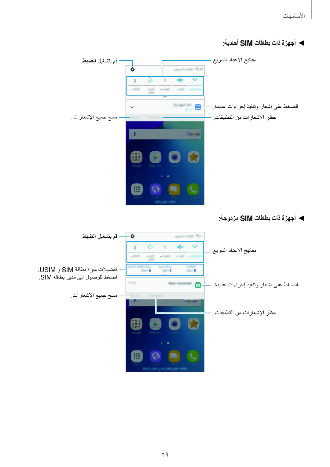 Samsung SM-G532FZDDKSA, SM-G532FZIDKSA, SM-G532FZSDKSA manual ةيداحأ Sim تاقاطب تاذ ةزهجأ, ةجودزم Sim تاقاطب تاذ ةزهجأ 