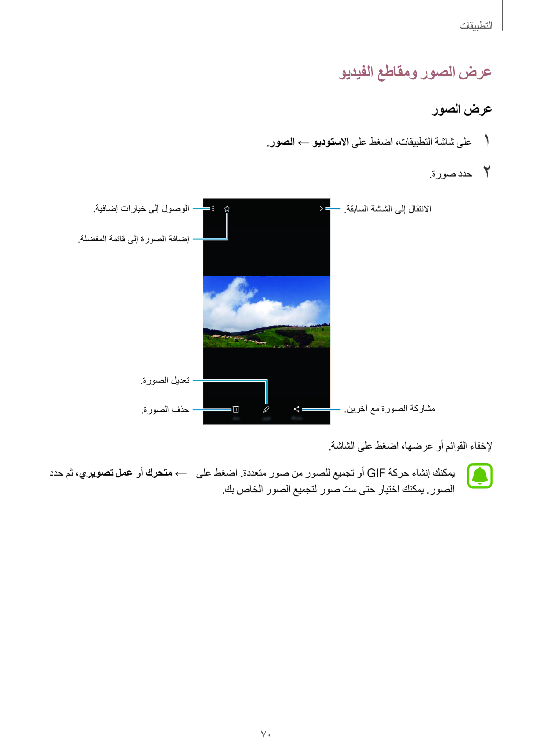 Samsung SM-G532FZSDKSA, SM-G532FZIDKSA, SM-G532FZDDKSA, SM-G532FZKDKSA manual ويديفلا عطاقمو روصلا ضرع 