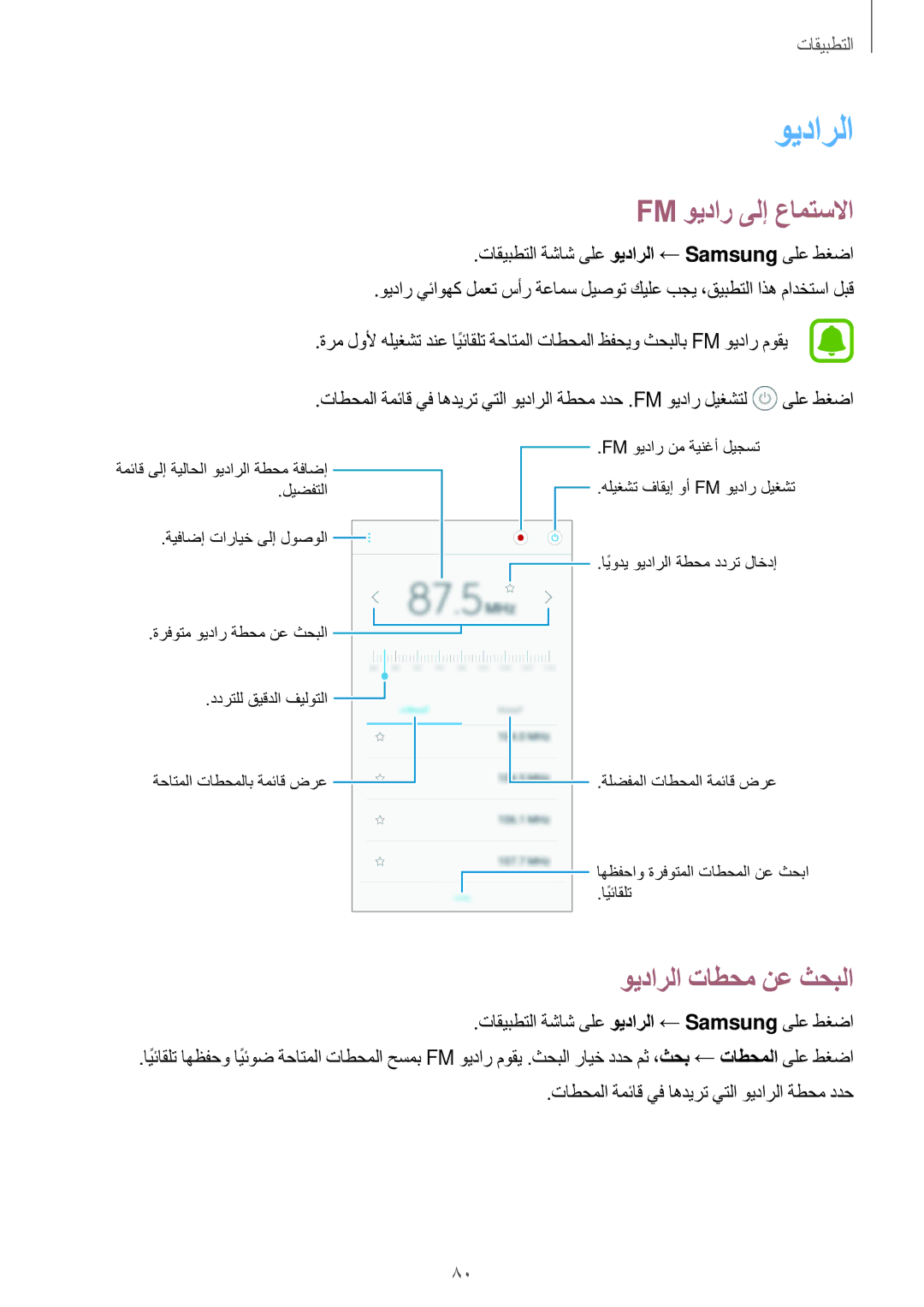 Samsung SM-G532FZIDKSA, SM-G532FZDDKSA, SM-G532FZSDKSA, SM-G532FZKDKSA Fm ويدار ىلإ عامتسلاا, ويدارلا تاطحم نع ثحبلا 