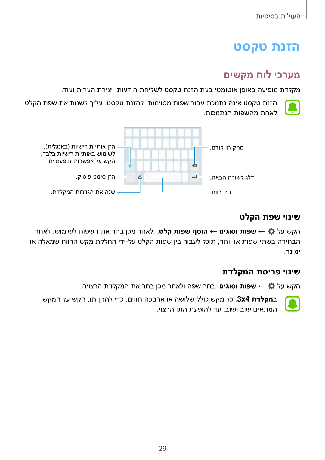 Samsung SM-G532FZKAILO manual טסקט תנזה, םישקמ חול יכרעמ, טלקה תפש יוניש, תדלקמה תסירפ יוניש 