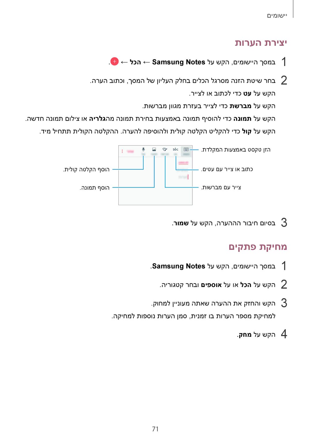 Samsung SM-G532FZKAILO manual תורעה תריצי, םיקתפ תקיחמ 