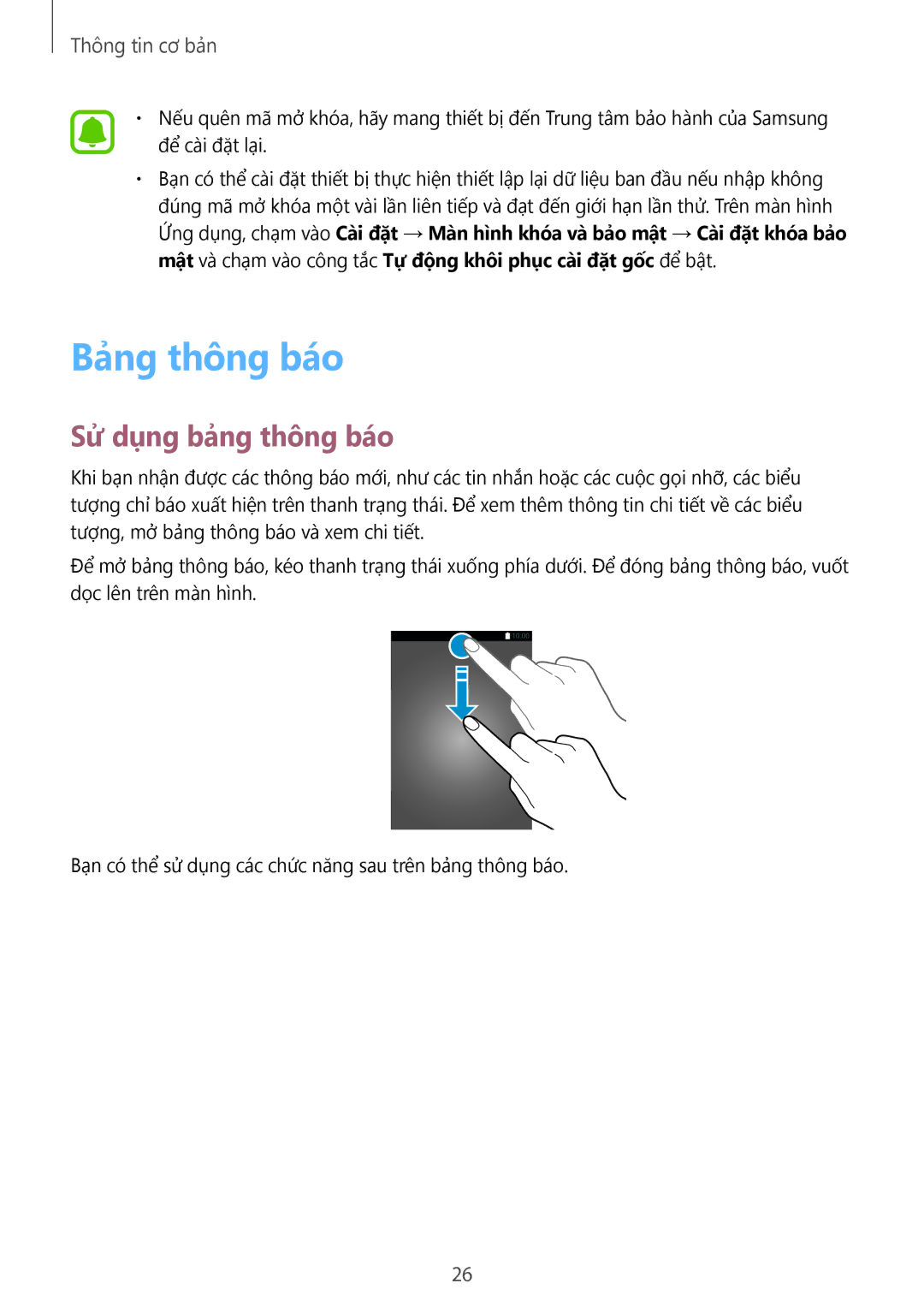 Samsung SM-G532GZDDXXV, SM-G532GZIDXXV manual Bảng thông báo, Sử dụng bảng thông báo 