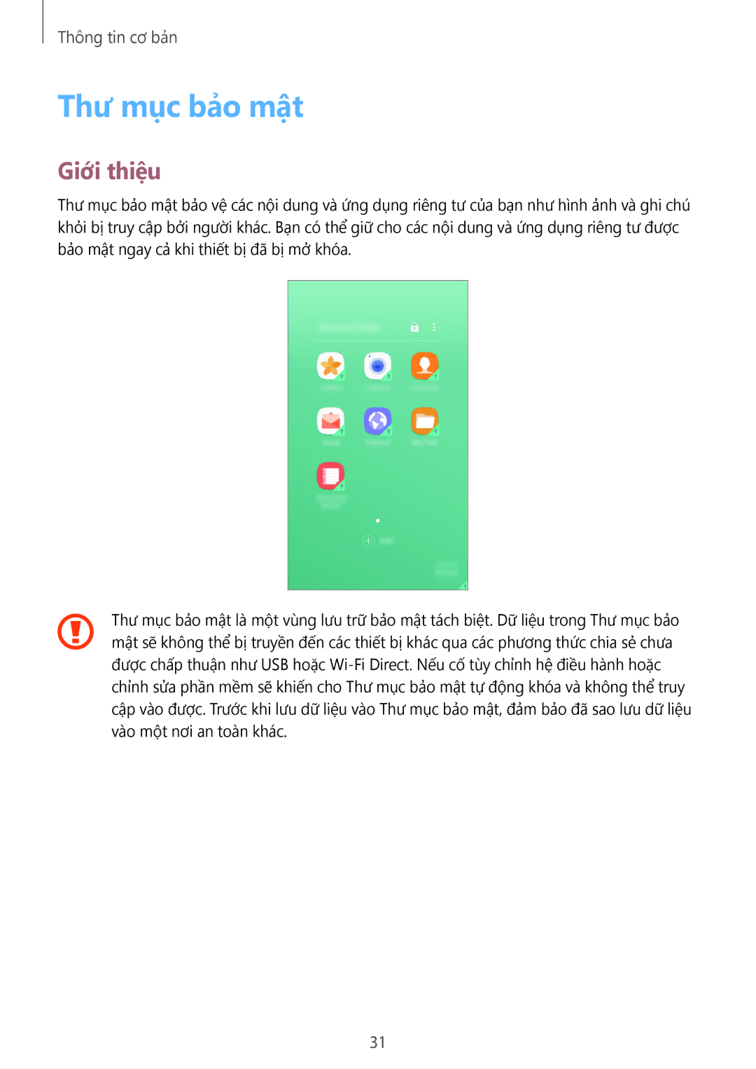 Samsung SM-G532GZIDXXV, SM-G532GZDDXXV manual Thư mục bảo mật, Giới thiệu 