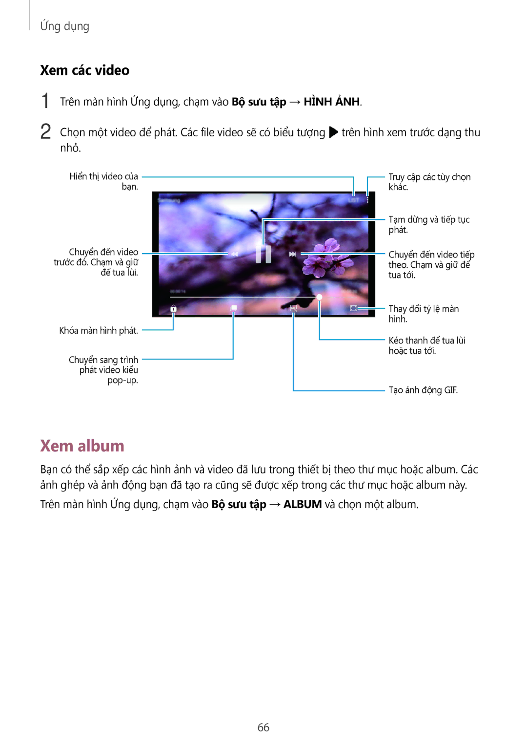 Samsung SM-G532GZDDXXV, SM-G532GZIDXXV manual Xem album, Xem các video 