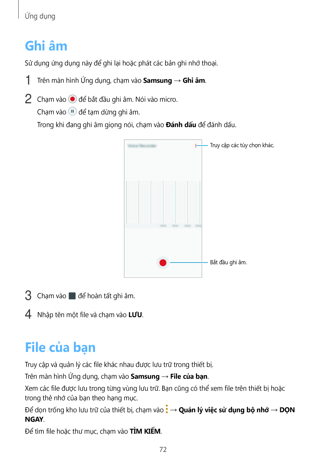 Samsung SM-G532GZDDXXV, SM-G532GZIDXXV manual Ghi âm, File của bạn 