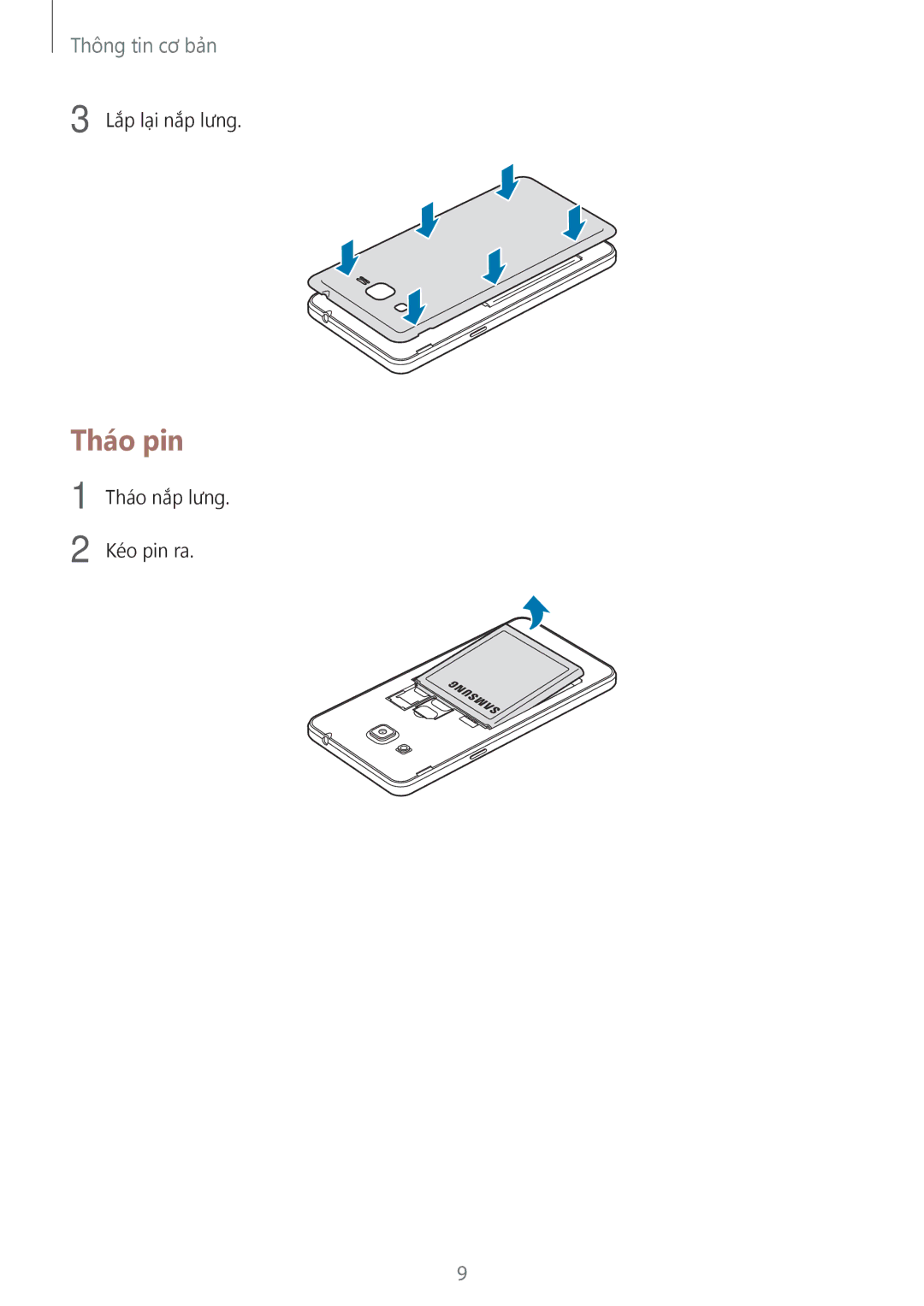 Samsung SM-G532GZIDXXV, SM-G532GZDDXXV manual Tháo pin 