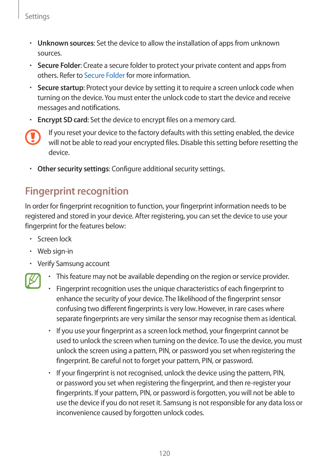 Samsung SM-G570FZKDKSA, SM-G570FZDDKSA, SM-G610FZKDKSA, SM-G610FZKGKSA, SM-G610FZDGKSA, SM-G610FZDDKSA Fingerprint recognition 