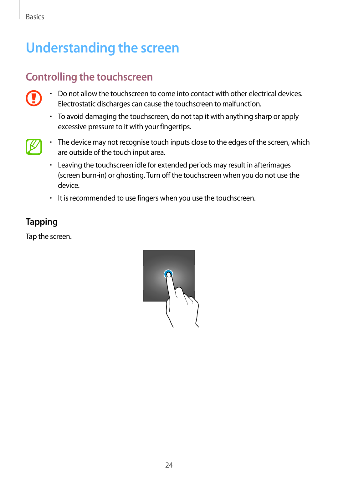 Samsung SM-G570YWDDXXV, SM-G570FZDDKSA, SM-G570FZKDKSA manual Understanding the screen, Controlling the touchscreen, Tapping 