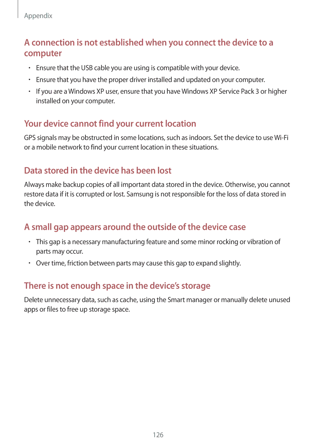 Samsung SM-G570YWDDXXV, SM-G570FZDDKSA, SM-G570FZKDKSA, SM-G610FZKDKSA manual Your device cannot find your current location 