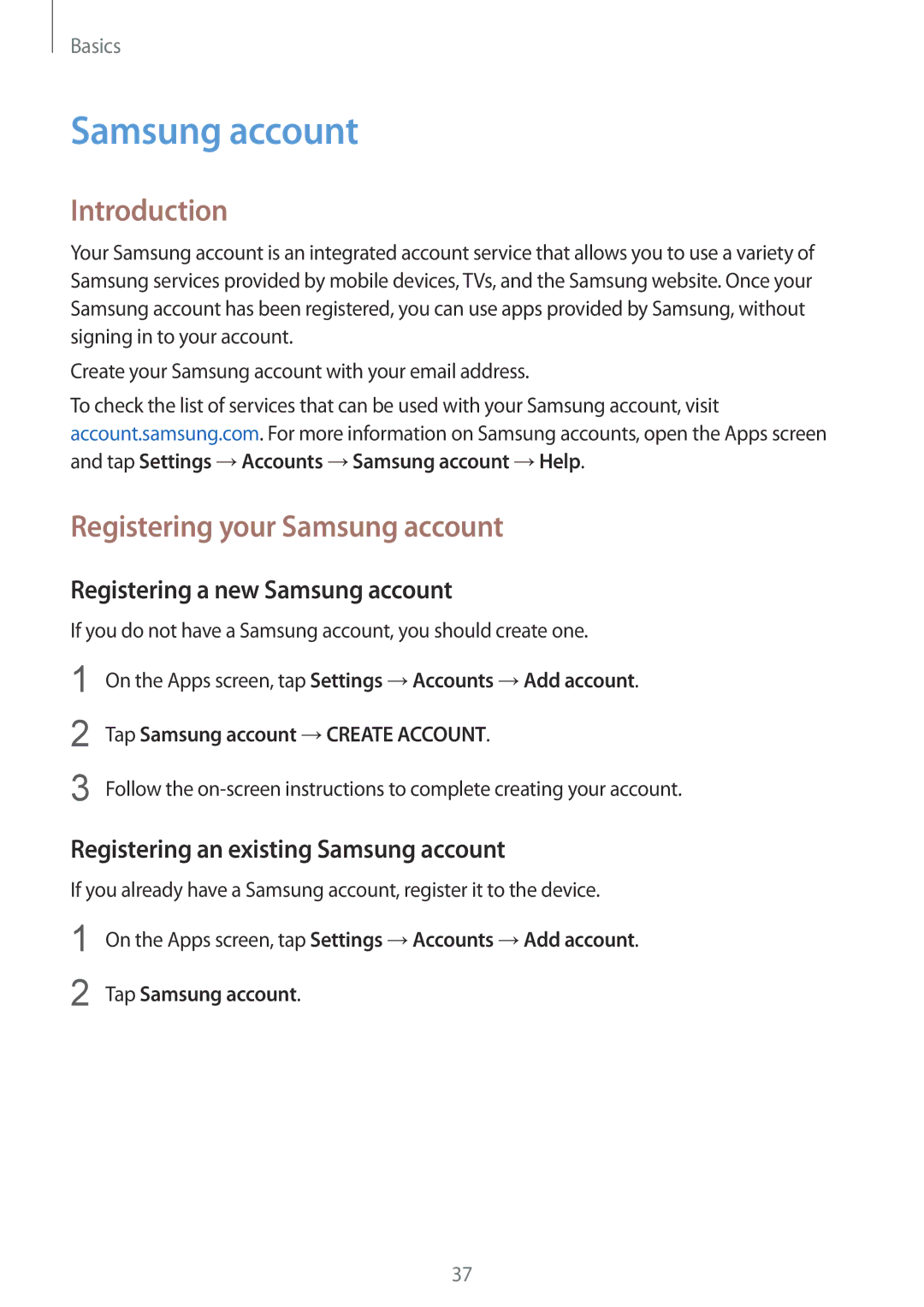 Samsung SM-G610FZKGKSA manual Introduction, Registering your Samsung account, Registering a new Samsung account 