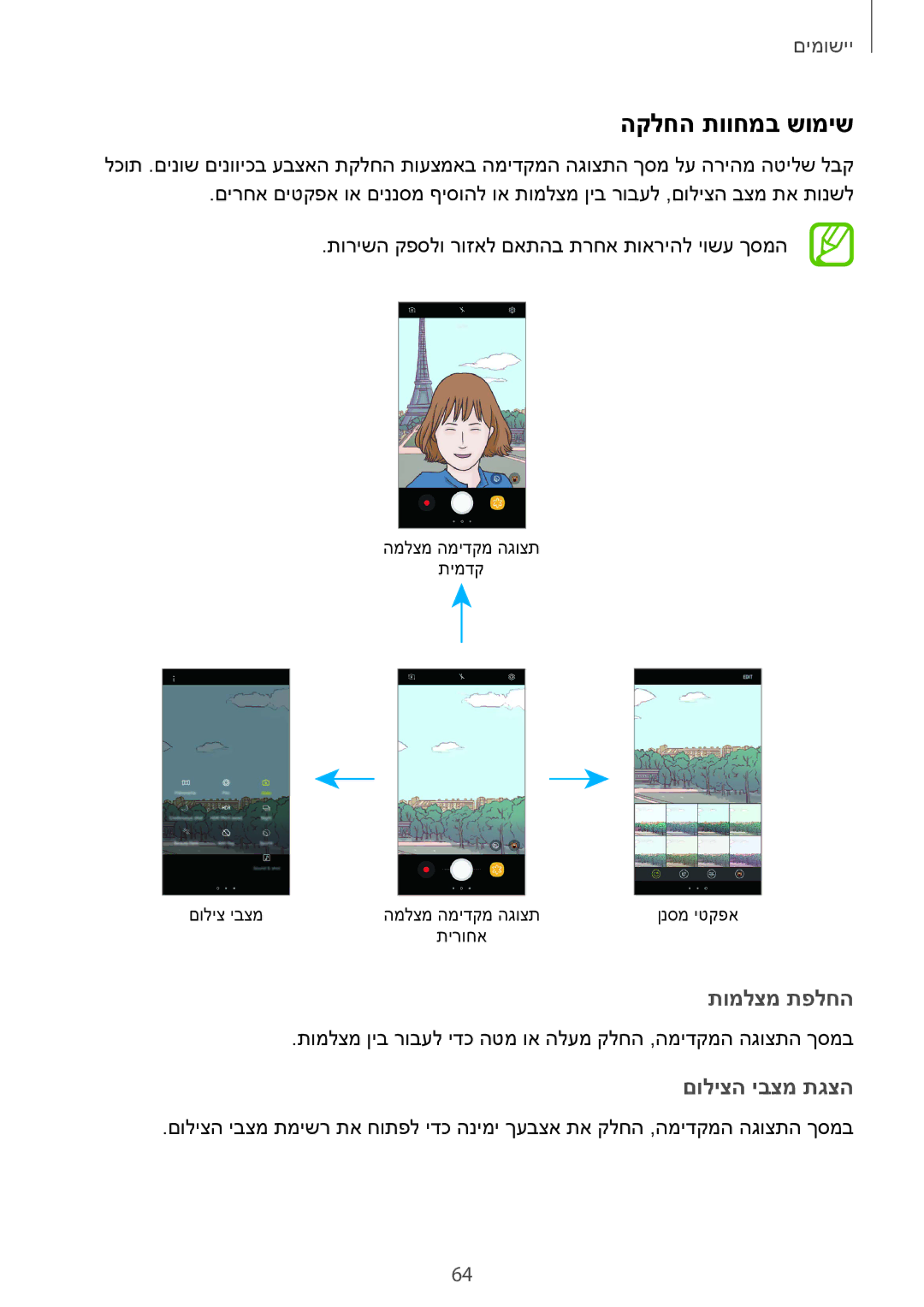 Samsung SM-G570FZKAILO, SM-G570FZDAILO, SM-G610FZKAILO, SM-G610FZDAILO manual הקלחה תווחמב שומיש 