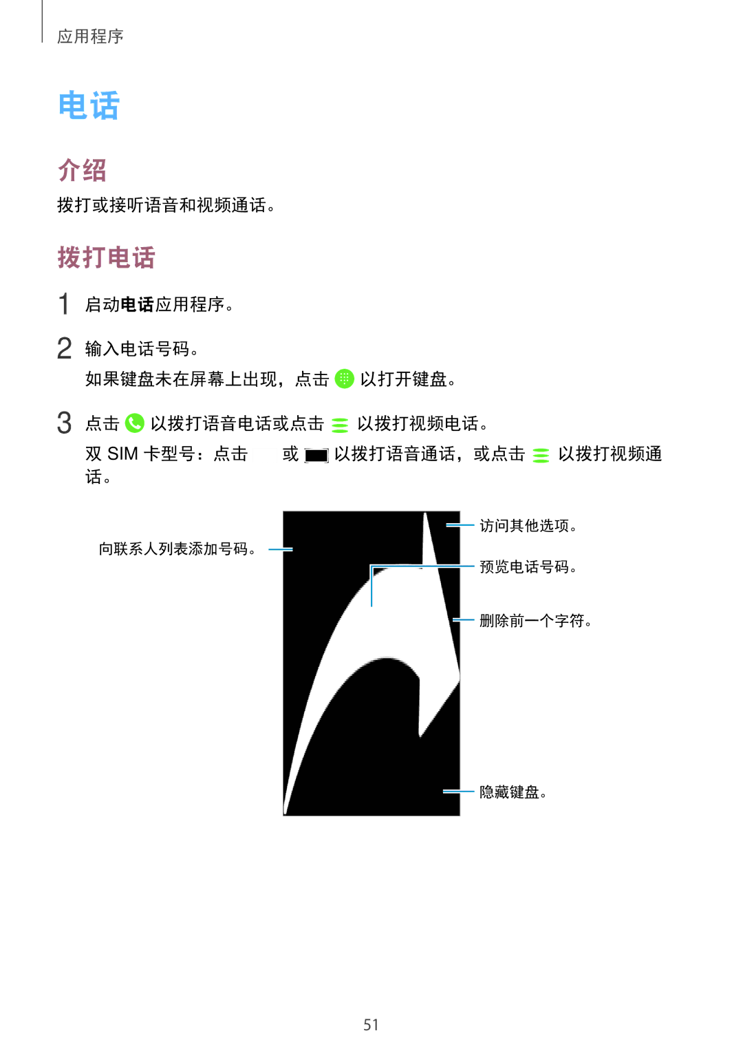 Samsung SM-G570YWDDXXV, SM-G570YEDDXXV, SM-G570YZKDXXV manual 拨打电话, 拨打或接听语音和视频通话。 