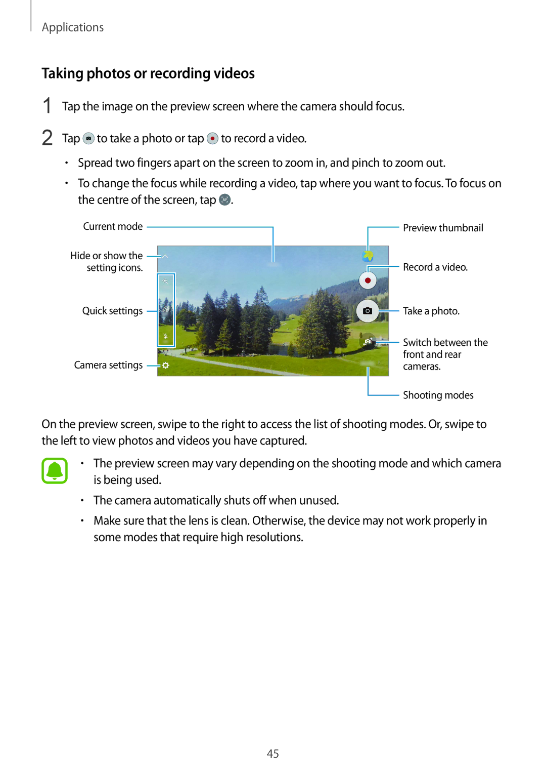 Samsung SM-G600FZKDXEV manual Taking photos or recording videos 