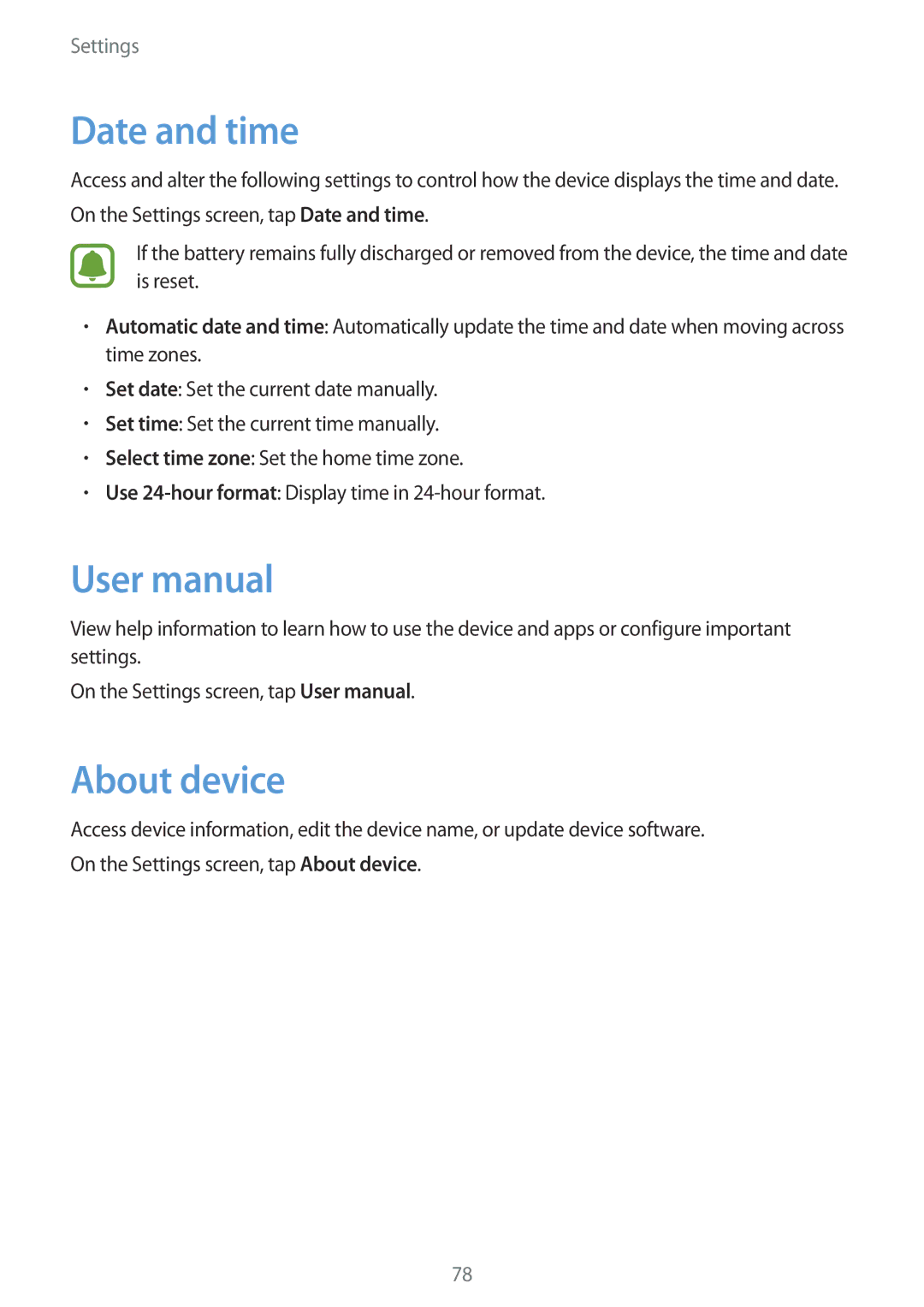 Samsung SM-G600FZKDXEV manual Date and time, About device 