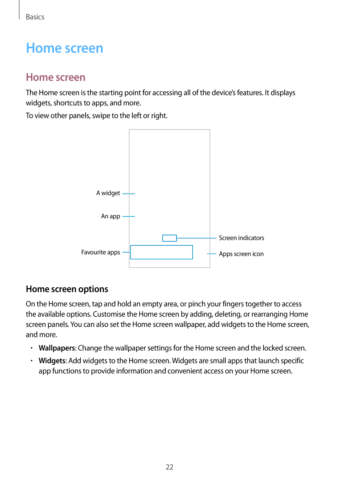 Samsung SM-G600FZKDXEV manual Home screen options 