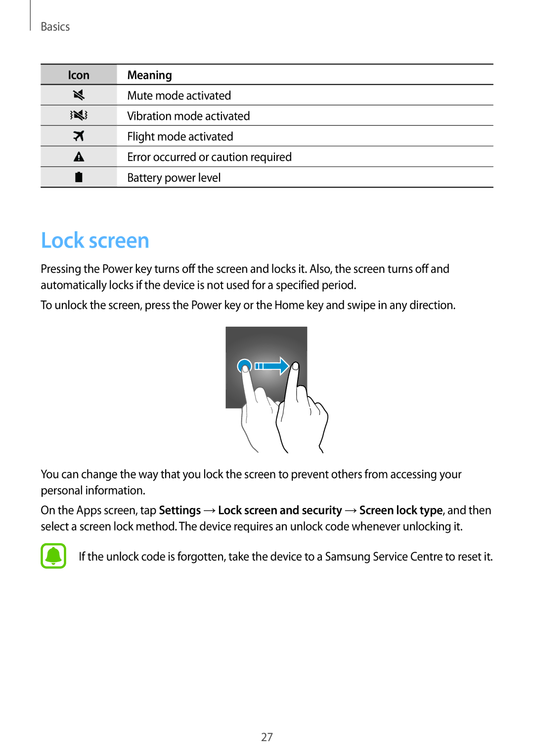 Samsung SM-G600FZKDXEV manual Lock screen 