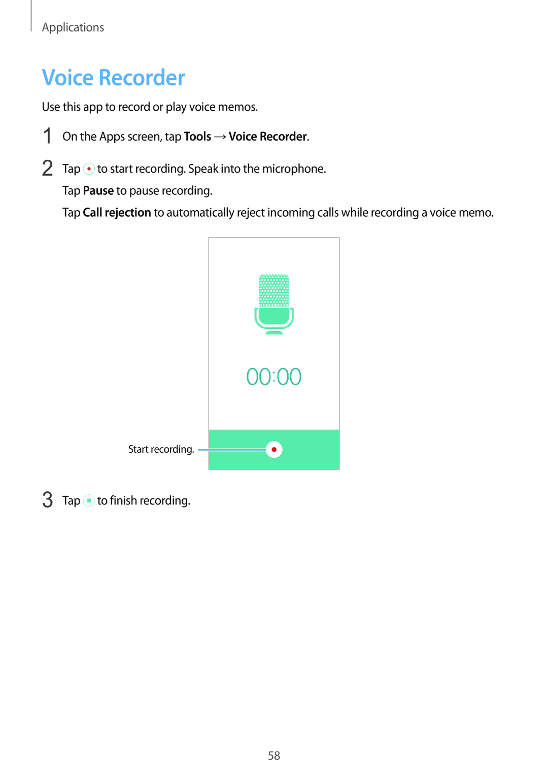 Samsung SM-G600FZKDXEV manual Voice Recorder 