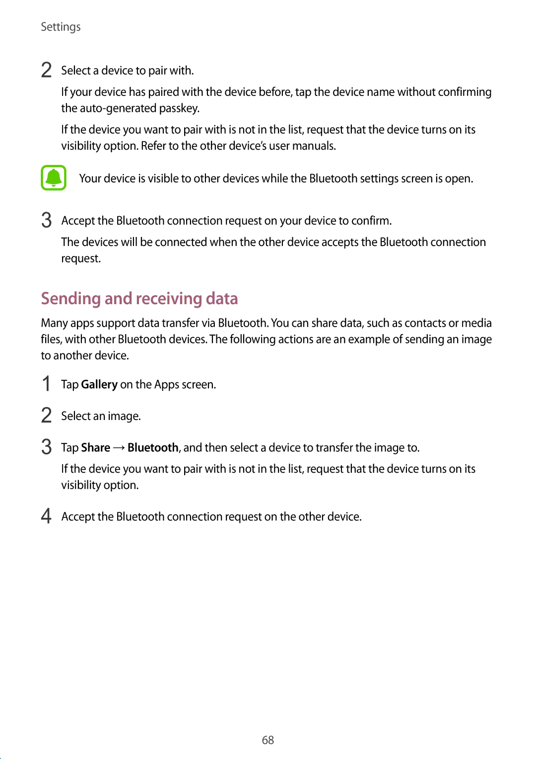 Samsung SM-G600FZKDXEV manual Sending and receiving data 